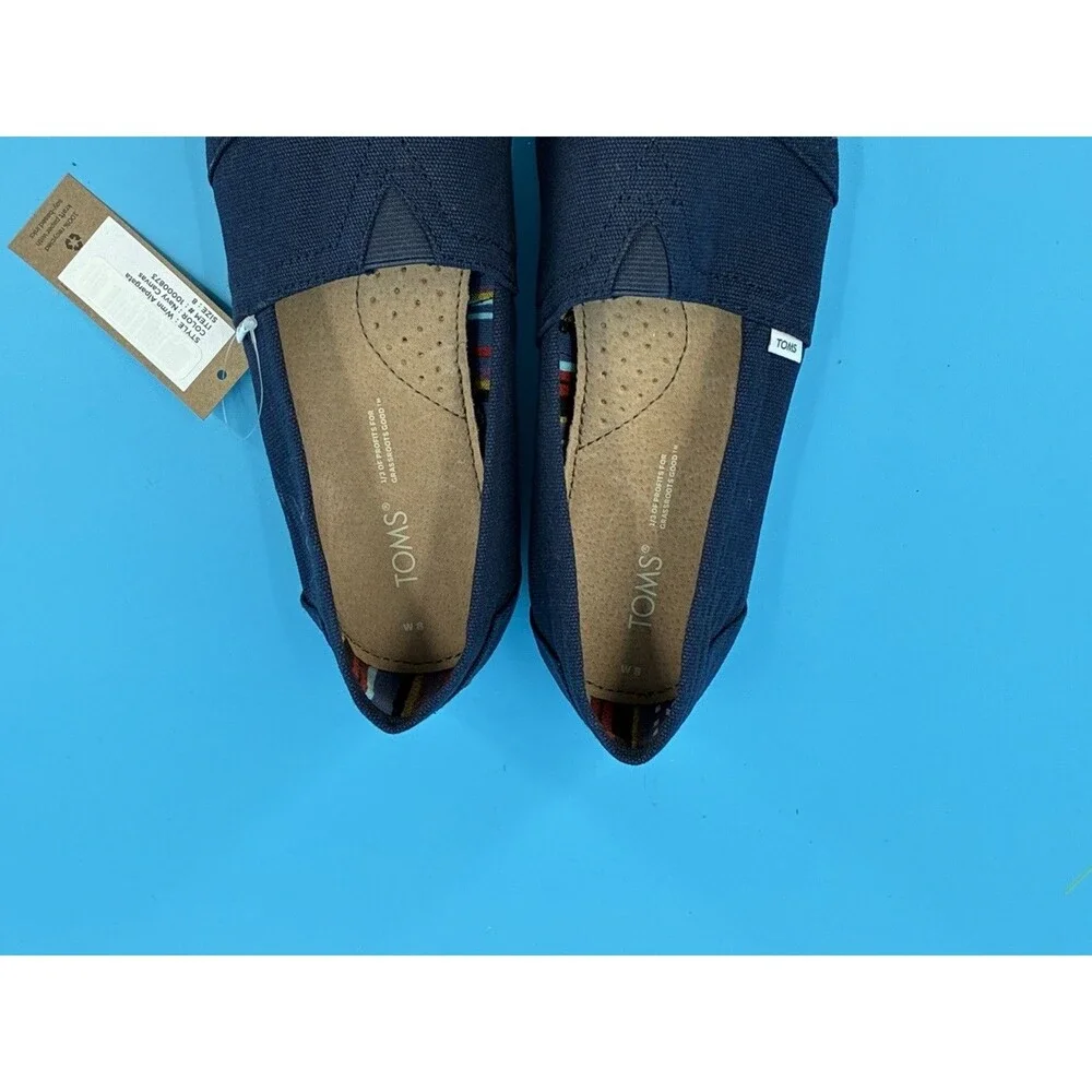 TOMS Women’s Alpargata Classic Navy Canvas Slip On Shoes Size 8 NWT